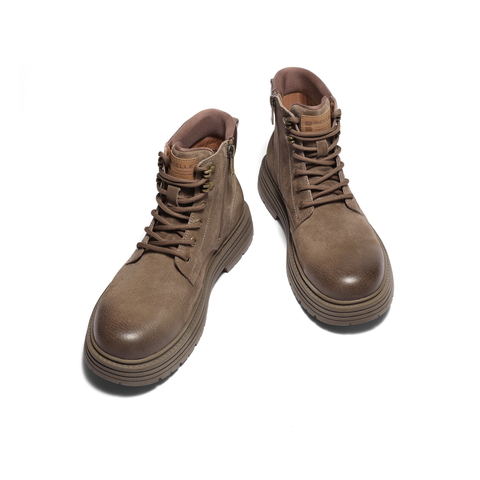 百丽户外潮搭工装靴男靴冬季厚底休闲马丁靴保暖短靴加绒可选A2251DD4