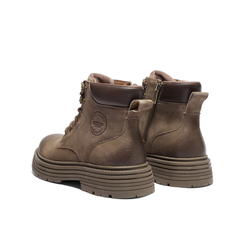 百丽户外潮搭工装靴男靴冬季厚底休闲马丁靴保暖短靴加绒可选A2251DD4