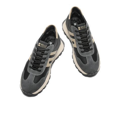 百丽高帮休闲运动鞋男靴复古撞色潮搭德训鞋加绒保暖短靴A2243CD4