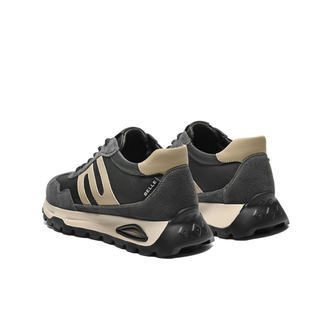 百丽高帮休闲运动鞋男靴复古撞色潮搭德训鞋加绒保暖短靴A2243CD4