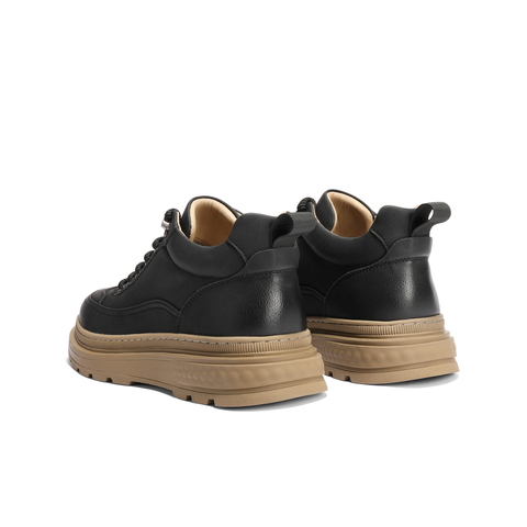 百丽高帮休闲工装鞋男靴冬季时尚简约复古潮搭板鞋A2261DD4