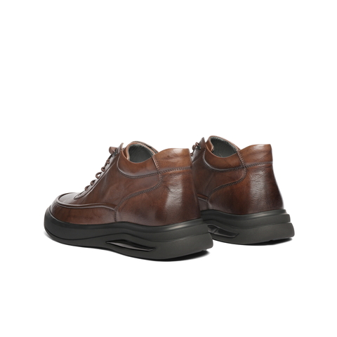 百丽简约舒适通勤商务鞋男鞋厚底潮搭板鞋高帮休闲皮鞋A2254DD4