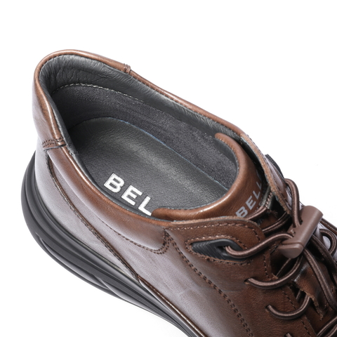 百丽简约舒适通勤商务鞋男鞋厚底潮搭板鞋高帮休闲皮鞋A2254DD4