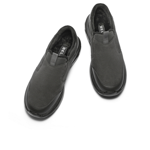 百丽一脚蹬休闲健步鞋男冬季轻盈厚底爸爸鞋高帮运动保暖鞋A2219DM4