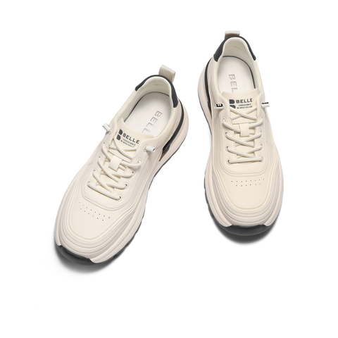 百丽时尚小白鞋男鞋厚底增高免系带户外跑步休闲运动鞋A2225CM4