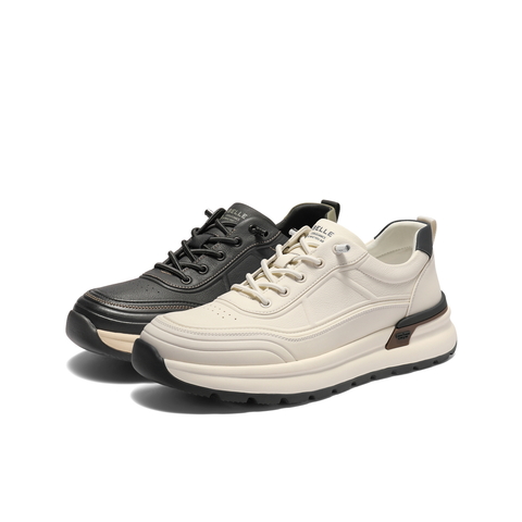 百丽时尚小白鞋男鞋秋季厚底增高免系带户外跑步休闲运动鞋A2225CM4