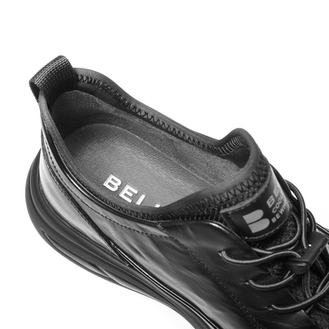 百丽简约舒适通勤商务鞋男鞋秋款厚底潮搭板鞋高帮休闲皮鞋A2252CM4