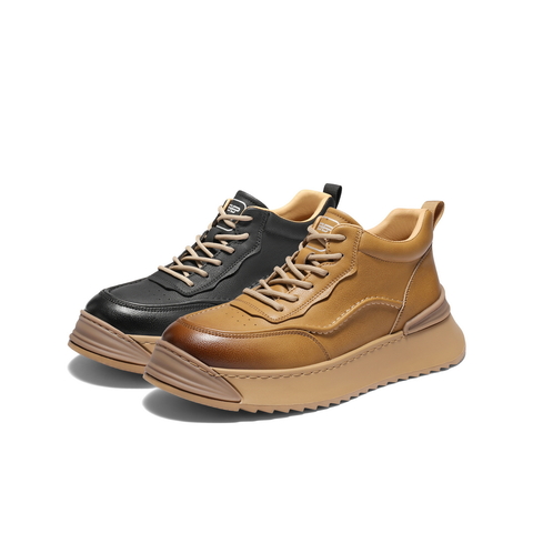 百丽厚底高帮休闲板鞋男靴冬季加绒可选潮搭户外工装鞋短靴A2232DD4