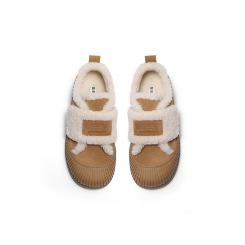 百丽时尚舒适毛毛鞋女2024冬新商场同款保暖加绒板鞋D1T1DAM5