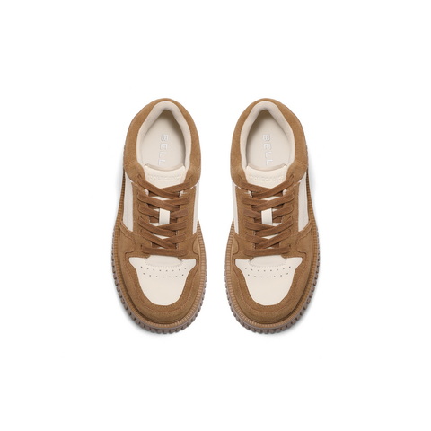 百丽休闲舒适拼色板鞋女2025春新增高厚底鞋B2355AM5