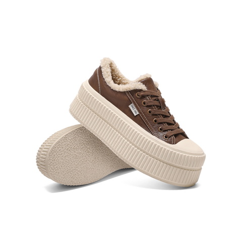 百丽舒适板鞋女2025春新厚底保暖加绒休闲鞋B2373AM5