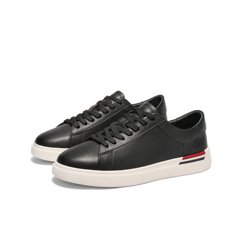 百丽时尚百搭小白鞋男2025春新牛皮革条纹撞色休闲板鞋A1832AM5