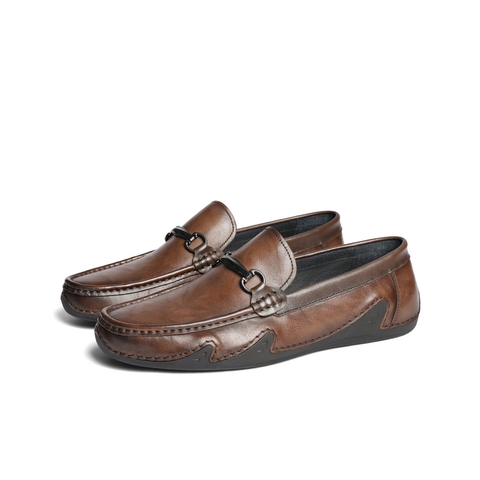 百丽一脚蹬休闲豆豆鞋男2025春新牛皮革套脚商务乐福皮鞋A1818AM5