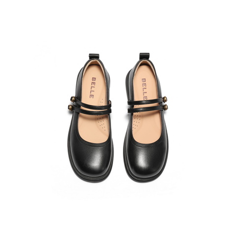 百丽休闲扣带玛丽珍鞋女2025春新真皮时尚优雅鞋B2420AQ5