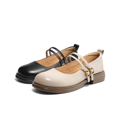 百丽休闲扣带玛丽珍鞋女2025春新真皮时尚优雅鞋B2420AQ5