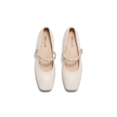 百丽扣带时装玛丽珍鞋女2025春新真皮时尚优雅鞋D4A1DAQ5