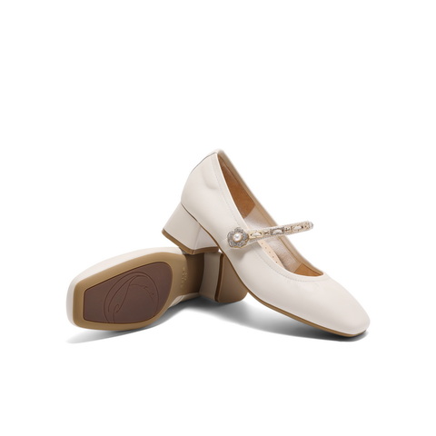 百丽扣带时装玛丽珍鞋女2025春新真皮时尚优雅鞋D4A1DAQ5