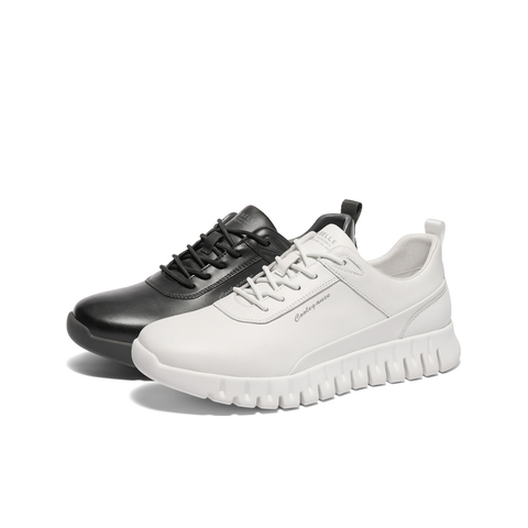 百丽厚底休闲健步鞋男2025春新商场同款牛皮革商务运动鞋8QL01AM5