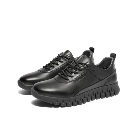 百丽厚底休闲健步鞋男2025春新商场同款牛皮革商务运动鞋8QL01AM5