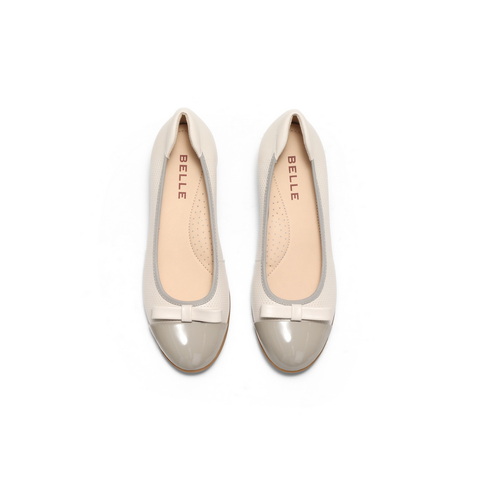 百丽休闲舒适单鞋女2025春新真皮蝴蝶结时尚单鞋D3T1DAQ5