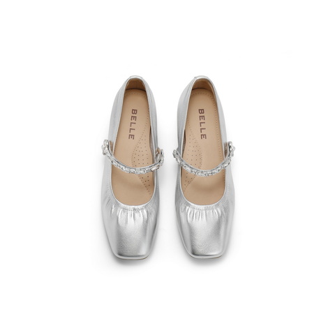 百丽扣带时装玛丽珍鞋女2025春新真皮时尚优雅鞋D4A1DAQ5