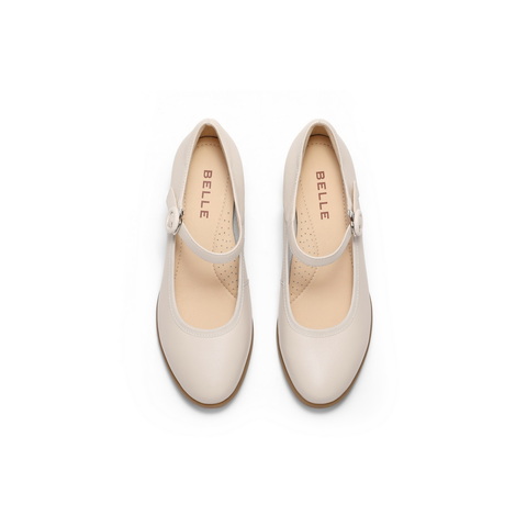 百丽扣带时装玛丽珍鞋女2025春新真皮时尚优雅鞋D3U1DAQ5