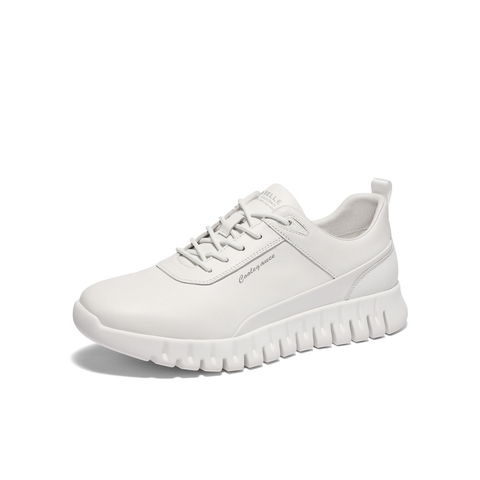 百丽厚底休闲健步鞋男2025春新商场同款牛皮革商务运动鞋8QL01AM5