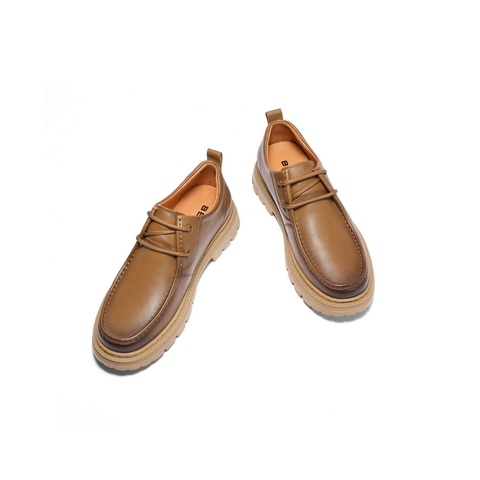 百丽复古潮流休闲鞋男2025春新商场同款牛皮革厚底工装鞋8QJ01AM5