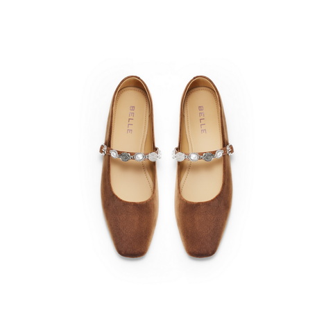 百丽方头气质时装玛丽珍鞋女2025春新舒适优雅单鞋B2441AQ5