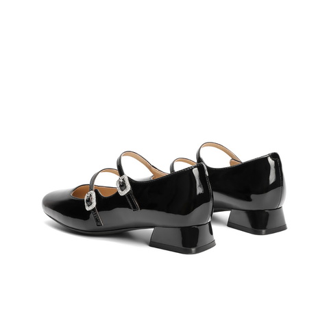 百丽气质时装玛丽珍鞋女2025春新商场同款真皮双条带单鞋3QA17AQ5