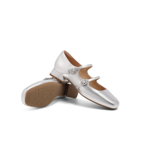 百丽气质时装玛丽珍鞋女2025春新商场同款真皮双条带单鞋3QA17AQ5