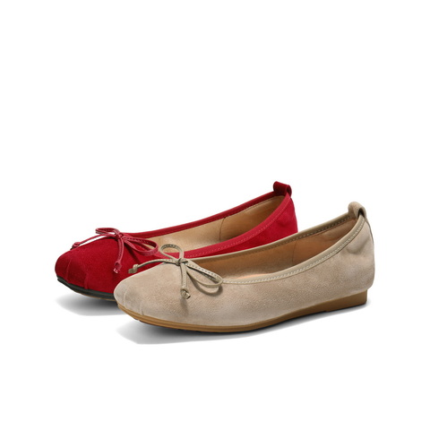 百丽蝴蝶结平底便鞋2025春新真皮质感浅口单鞋B2434AQ5