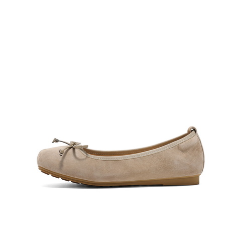 百丽蝴蝶结平底便鞋2025春新真皮质感浅口单鞋B2434AQ5