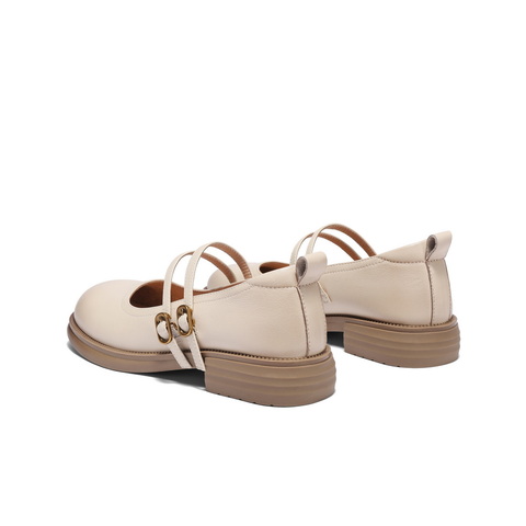 百丽休闲扣带玛丽珍鞋女2025春新真皮时尚优雅鞋B2420AQ5