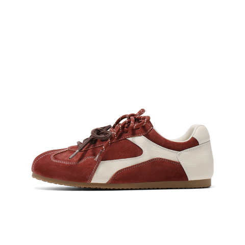 百丽时尚复古德训鞋2025春新双鞋带休闲板鞋B2472AM5