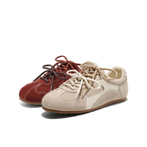 百丽时尚复古德训鞋2025春新双鞋带休闲板鞋B2472AM5