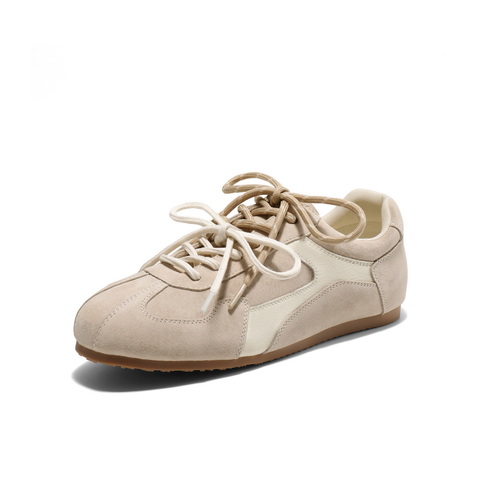 百丽时尚复古德训鞋2025春新双鞋带休闲板鞋B2472AM5