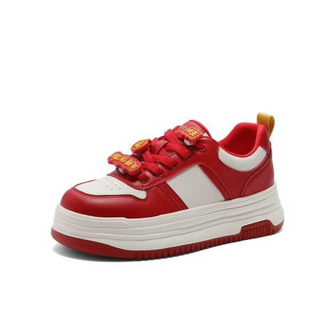 百丽拼色时尚板鞋女2025春新商场同款厚底休闲鞋D4U1DAM5