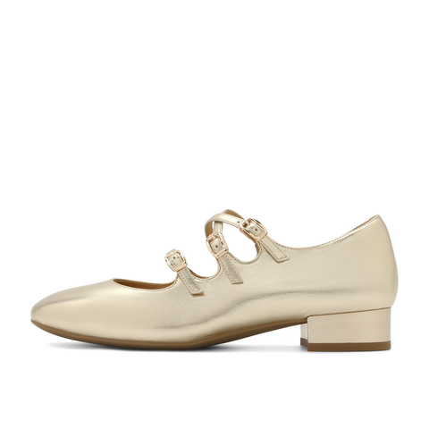 百丽方头玛丽珍鞋女25春新商场同款真皮三条带单鞋BR404AQ5