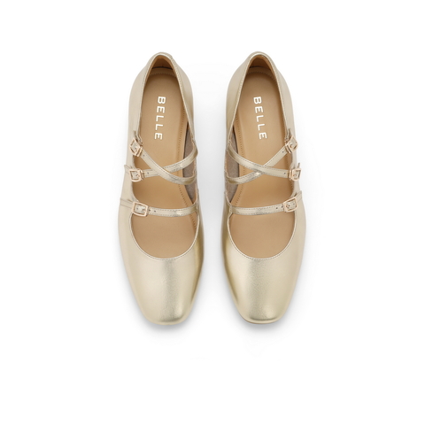 百丽方头玛丽珍鞋女25春新商场同款真皮三条带单鞋BR404AQ5