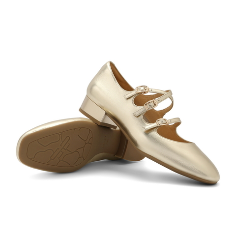 百丽方头玛丽珍鞋女25春新商场同款真皮三条带单鞋BR404AQ5