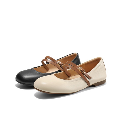 百丽舒适时装玛丽珍鞋女2025春新真皮优雅复古单鞋3H914AQ5