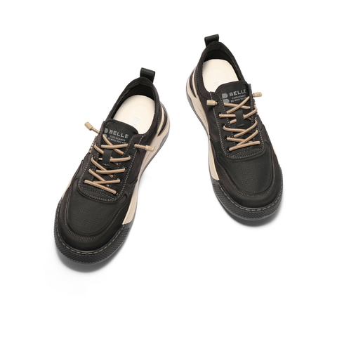 百丽透气布鞋男鞋2025夏新商场同款轻盈厚底一脚蹬休闲鞋8RX01BM5