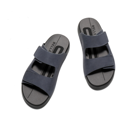 百丽软底外穿拖鞋男2025夏新商场同款牛皮魔术贴凉鞋8GG01BT5