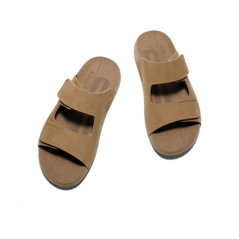 百丽软底外穿拖鞋男2025夏新商场同款牛皮魔术贴凉鞋8GG01BT5