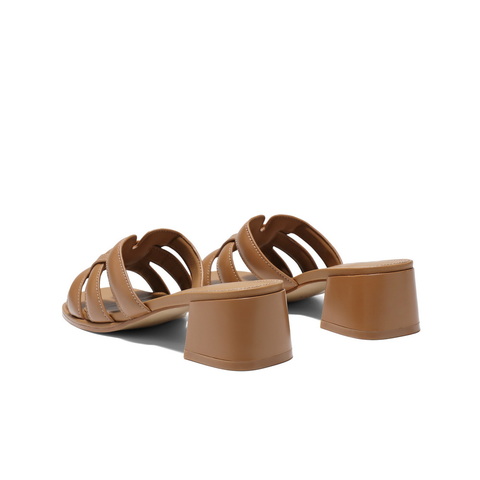 百丽度假风一字拖鞋女2025夏新商场同款真皮编织高跟拖鞋D6U1DBT5