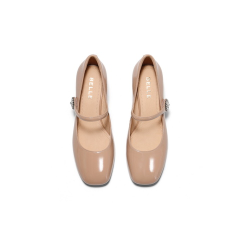 百丽优雅时装玛丽珍鞋女2025春新真皮方头气质单鞋D7L1DAQ5