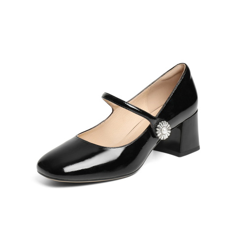 百丽优雅时装玛丽珍鞋女2025春新真皮方头气质单鞋D7L1DAQ5