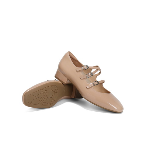 百丽方头玛丽珍鞋女25春新商场同款真皮三条带单鞋BR404AQ5