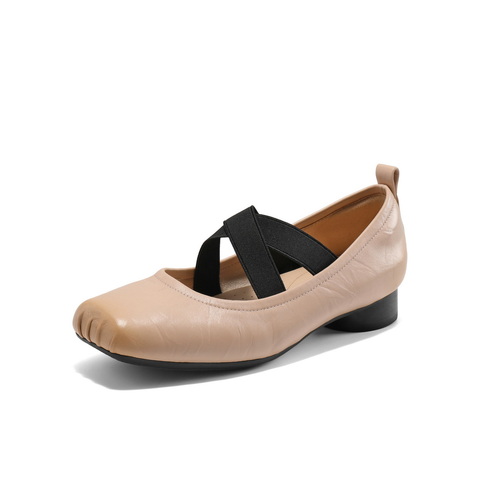 百丽气质淑女玛丽珍鞋女25春新真皮时尚芭蕾风单鞋B1R1DAQ5